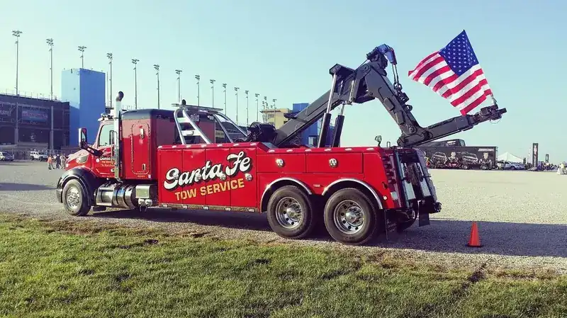 Santa Fe heavy wrecker with American flag